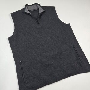 G/FORE Mens Charcoal Grey 100% Wool Quarter Zip Golf Vest Large L